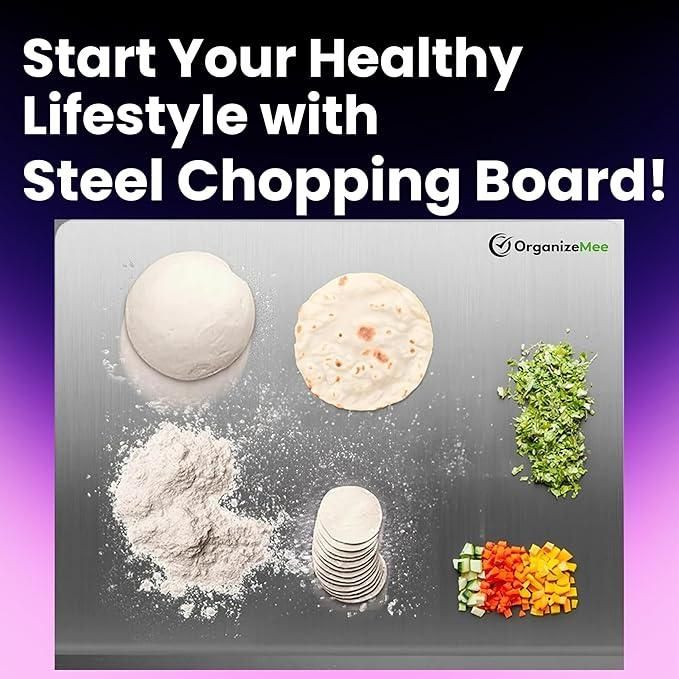 Scratch Less Stainless Steel Kitchen Chopping Board 41 x 31 Cm (Big Size) 306 Food Grade Steel