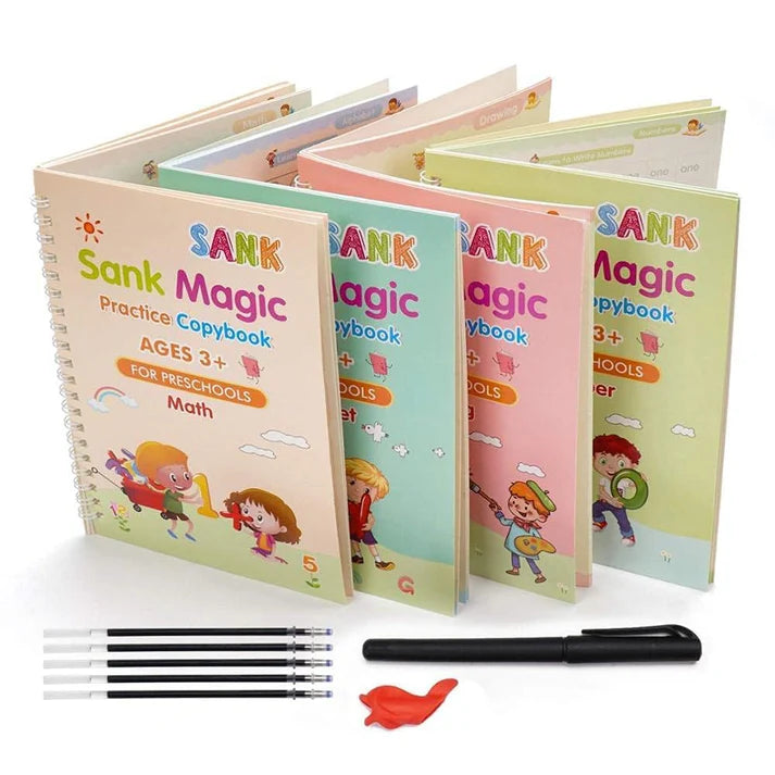 Magic Book for Kids(4 Books+10 Refills+1 Pen+1 Grip) Buy 1 Get 1 Free