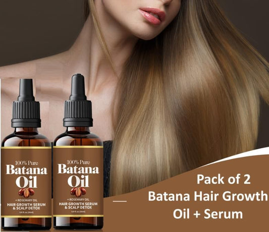 Batana + Rosemary Hair Growth Oil & Serum Combo | Controls Hair Fall, Boosts Growth & Adds Shine | Buy 1 Get 1 Free